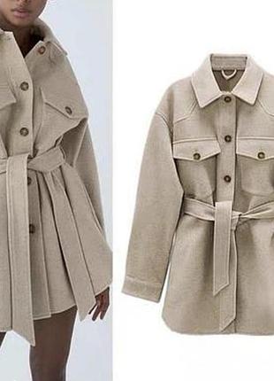 Zara рубашка -пальто из плотной ткани