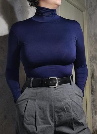 Гольфик гольф-водолазка лонгслів із горлом реглан синій кофта з горлом