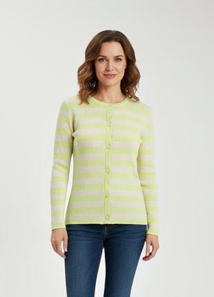 Жіночий кардиган tu салатовий з бежевими смужками розмір s-m