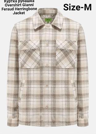 Куртка рубашка overshirt gianni feraud herringbone jacket in stone and brown