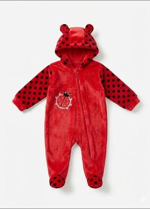 Комбинезон флисовый для девочки 68 см (4-6 мес) красный