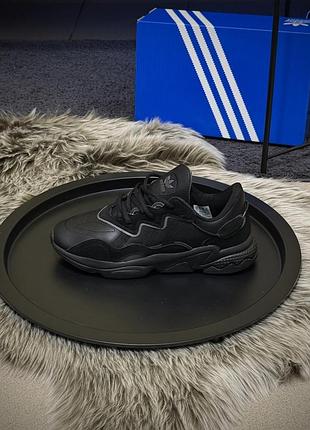Кросівки adidas ozweego, чорні (шкіра, замша)