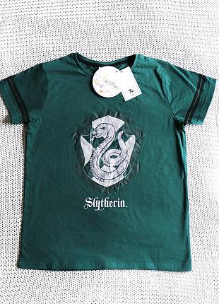 Новая детская футболка slytherin, хлопок, на 12 лет