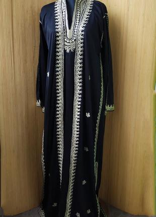 Марокканский кафтан двойка / абая / галабея / платье в восточном стиле с вышивкой1 фото