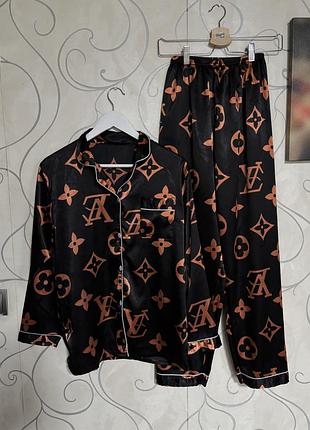 Брендовая сатиновая шелковая пижама xs/s