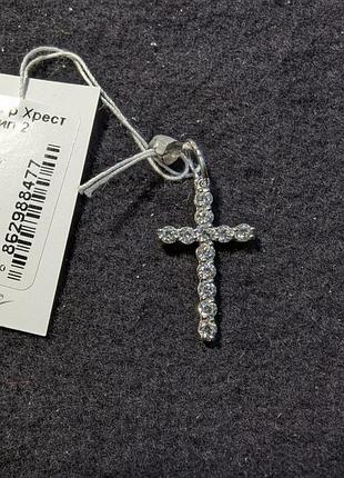 Хрестик срібний з цирконієм новий з етикеткою та пломбою