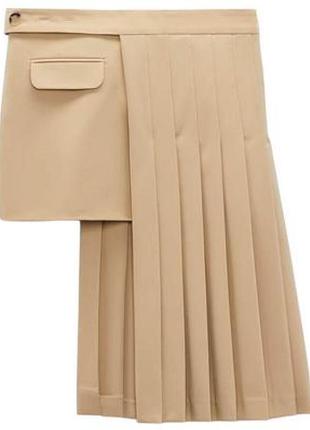 Асимметричная плиссированная юбка с запахом zara (испания)