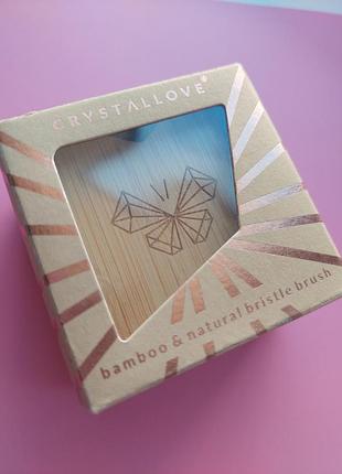 Массажная щетка для лица, шеи и зоны декольте crystallove butterfly travel size, натуральная мягкая щетина.