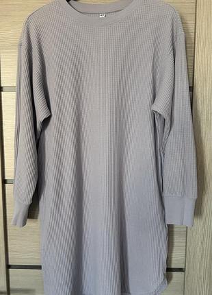 Сукня з кишенями uniqlo, розмір м, ніжно-фіолетова, тканина вафельна