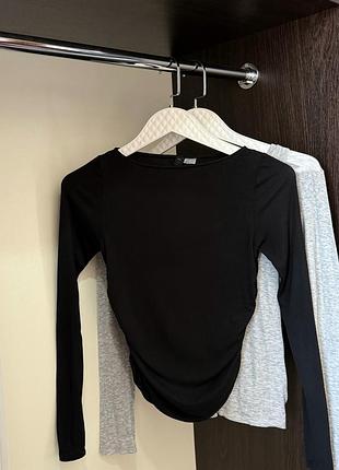 Базовий лонгслів із збіркою по бокам h&m