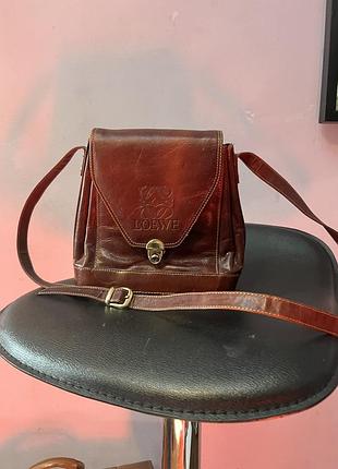 Винтажная кожаная сумка loewe, оригинал, натуральная кожа, кроссбоди