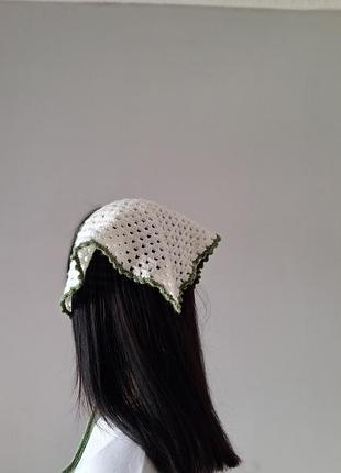 Косынка бандана платинка кроше крючком на завязках