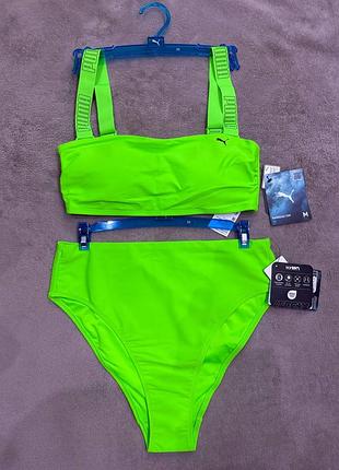 Купальник жіночий роздільний puma bandeau з високими плавками, знімні бретелі, знімні чашки стійкий до хлору розмір m