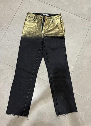 Джинси zara,золоті с чорним,прямі