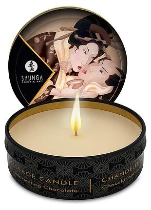 Массажная свеча shunga mini massage candle - intoxicating chocolate (30 мл) с афродизиаками sex aura
