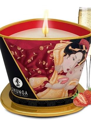 Масажна свічка shunga sparkling strawberry wine, аромат полуниці та шампанського, 170 мл (канада) sex aura
