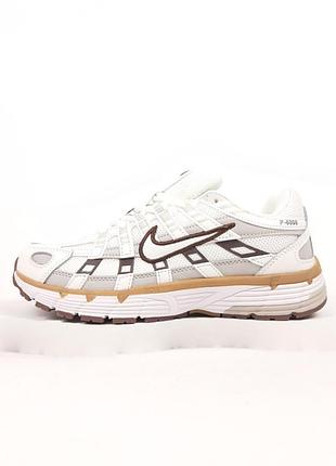 Кроссовки женские nike p-6000 белые с коричневым демисезонные весна-лето-осень кожа текстиль размер 36-41 новые 21230