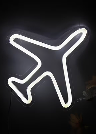 Стильна неонова led вивіска "літак" / декор для любителів авіації / usb