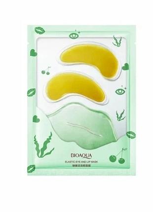 Набор гидрогелевых патчей 2в1 bioaqua elastic eye and lip mask для глаз и губ, с морскими водорослями и алоэ