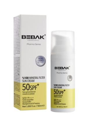 Солнцезащитный минеральный крем для лица spf 50+ bebak pharma, 50 мл
