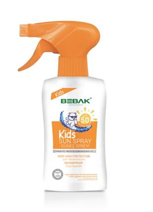 Сонцезахисний лосьйон-спрей для дітей з spf 50+ bebak, 175 мл