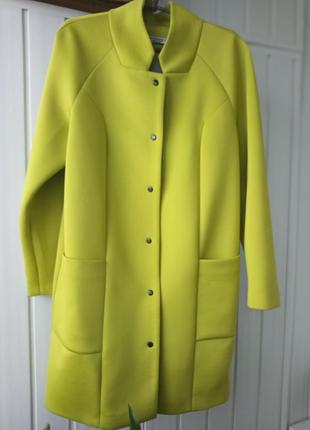 Кардиган, длинный жакет, пиджак, пальто, реглан на кнопках яркого салатового цвета ♥️