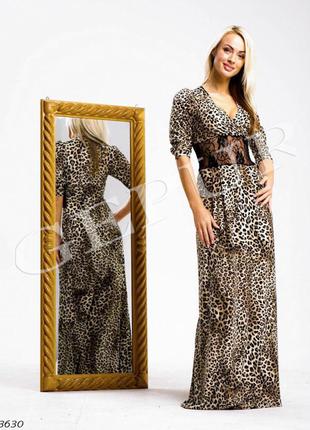 Леопардовое длинное платье в пол5 фото