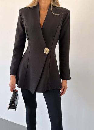 Жіночий піджак костюмка чорний та шоколад 42-48