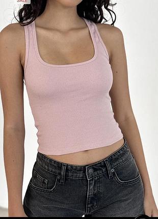 Жіноча майка в рубчик із квадратним вирізом та широкими бретелями, базовий топ