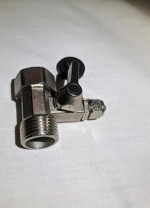 Адаптер с запорным шаровым краном 1/2" зр х 1/2" вр х 1/4" трубка, комплект для подключения фильтра воды