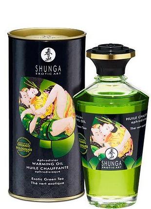 Органическое согревающее масло shunga aphrodisiac warming oil – exotic green tea (100 мл) без сахара royal style