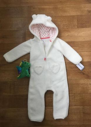 Очень тёплый флисовый комбинезон carter’s на 1,5-2 годика капюшон плюшевый ушки