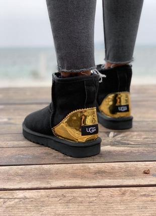 Женские угги ugg  classic mini black/gold5 фото