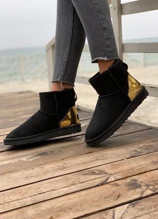 Жіночі уггі ugg classic mini black/gold