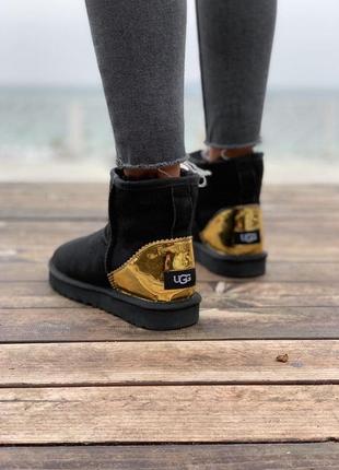 Женские угги ugg  classic mini black/gold8 фото