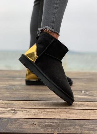 Женские угги ugg  classic mini black/gold4 фото