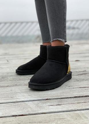 Женские угги ugg  classic mini black/gold9 фото