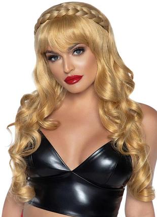 Вьющийся парик с косой leg avenue long curly bang wig with braid, натуральный блонд, 66 см royal style