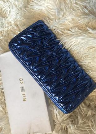 Синий  блестящий кошелёк, кошельок, гаманець на замке1 фото