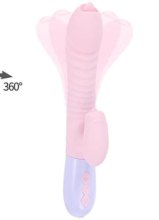 Вибратор - silicone vibrator usb 7 function and thrusting function / heating pink royal style 3