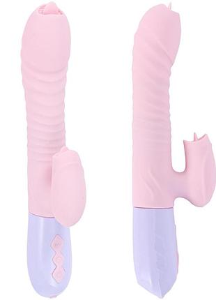 Вибратор - silicone vibrator usb 7 function and thrusting function / heating pink royal style 7