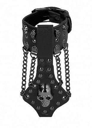 Браслет skulls and bones - bracelet with skulls and chains - black royal style