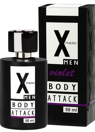 Чоловічі парфуми з феромонами - aurora x phero men body attack violet, 50 мл royal style
