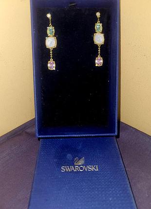 Роскошные позолоченные серьги swarovski rosette (vintage collection) - новые