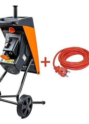 Садовый измельчитель gtm ds2500/40 kit + удлинитель 10м (ds2500/40_kit+ext.cord): 2500 вт, диаметр ветки 40 мм, нож