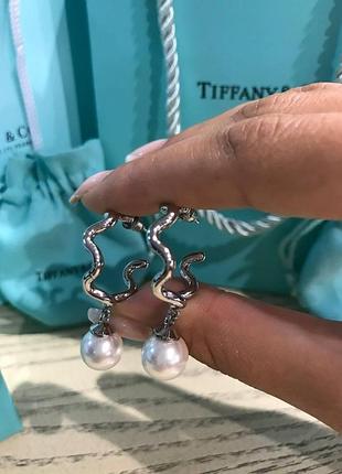 Серьги тиффани, посеребрение