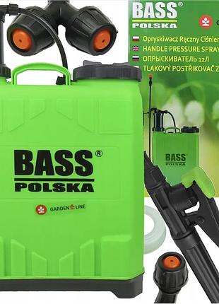 Ручной ранцевый напорный опрыскиватель 12 л bass polska 8614 с насадками
