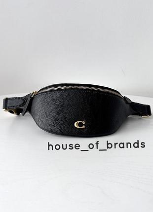 Coach essential belt bag жіноча шкіряна чорна брендова сумочка бананка поясна коуч коач оригінал подарунок дівчині дружині женская сумочка оригинал