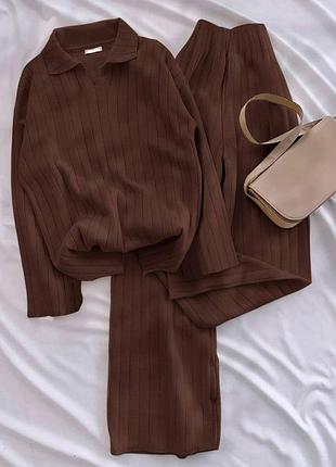 Костюм з королівської ангори у широкий рубчик