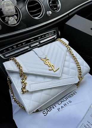 Ysl envelope wallet white leather 2